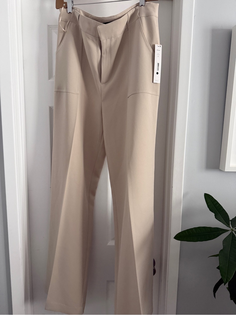 Aqua beige High-Waist Wide Leg Pants